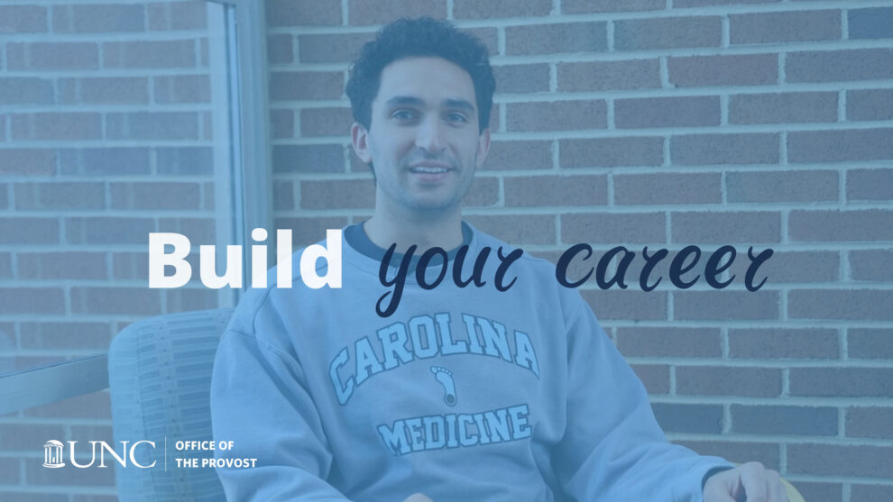A male student with the words "Build your career" overlaid